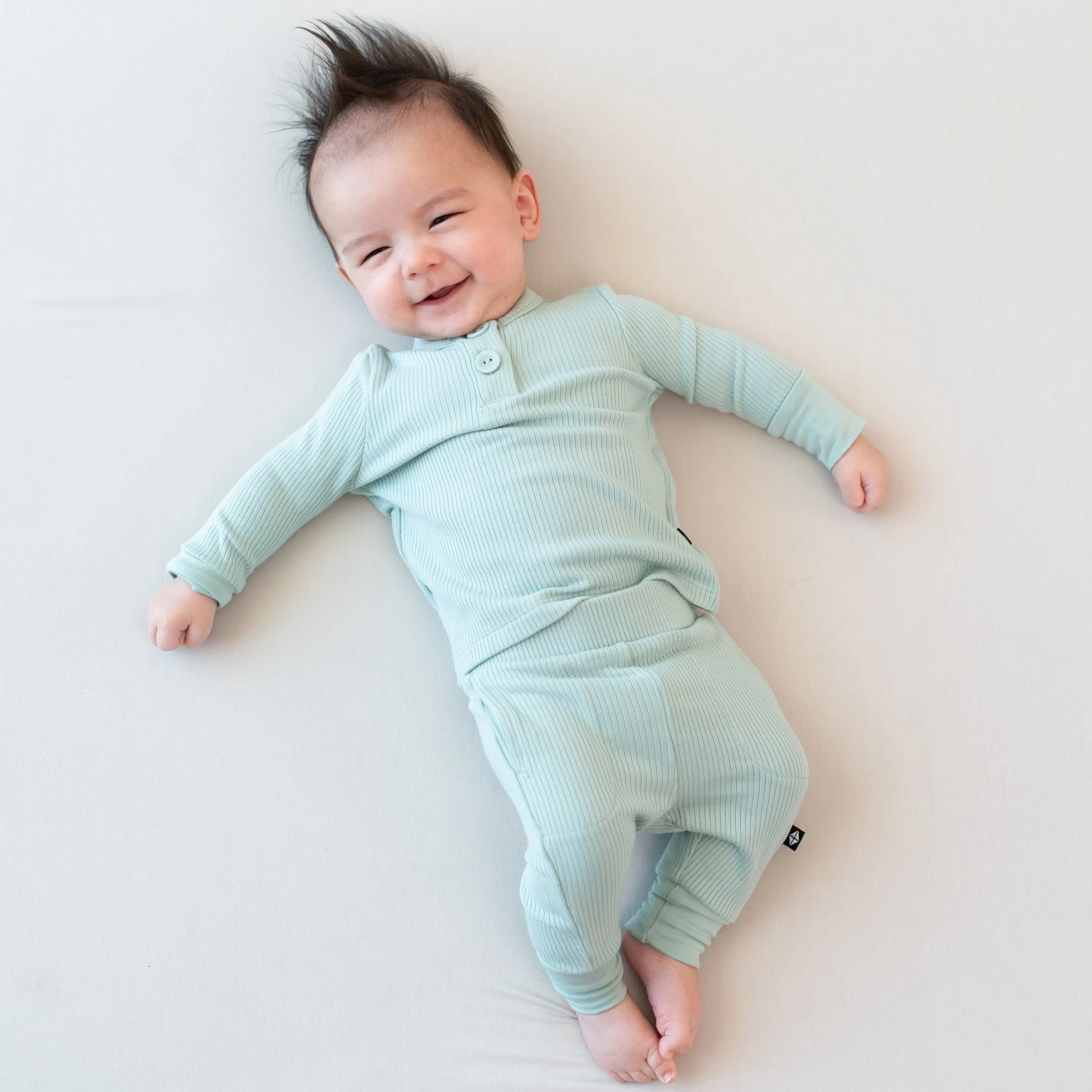 Ribbed Infant Henley Set in Sage