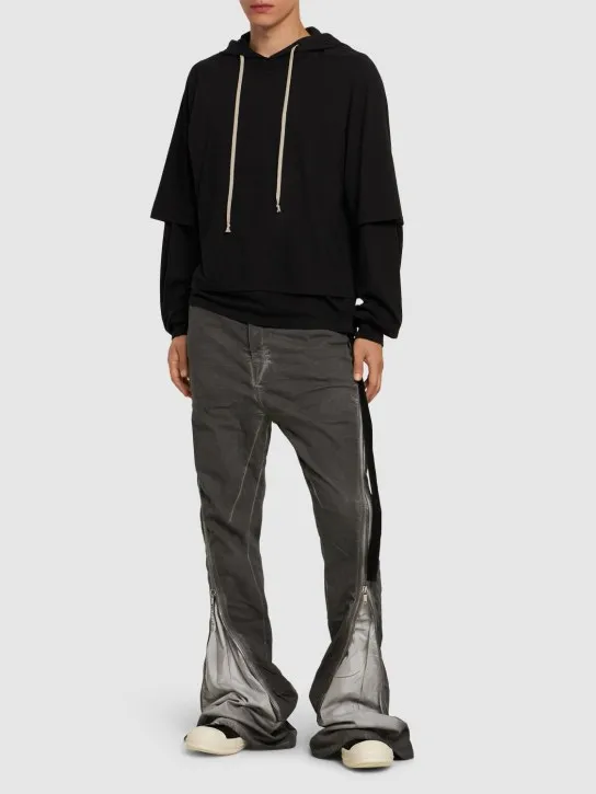 Rick Owens DRKSHDW   Hustler hooded cotton jersey t-shirt 