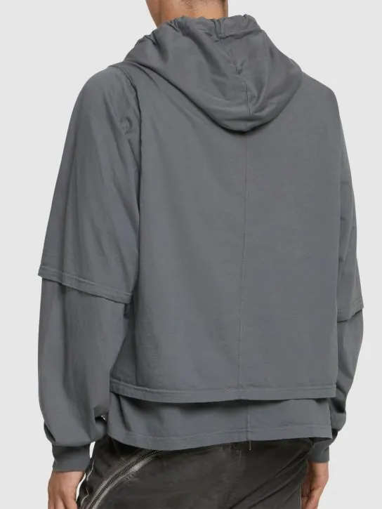 Rick Owens DRKSHDW   Hustler hooded cotton jersey t-shirt 