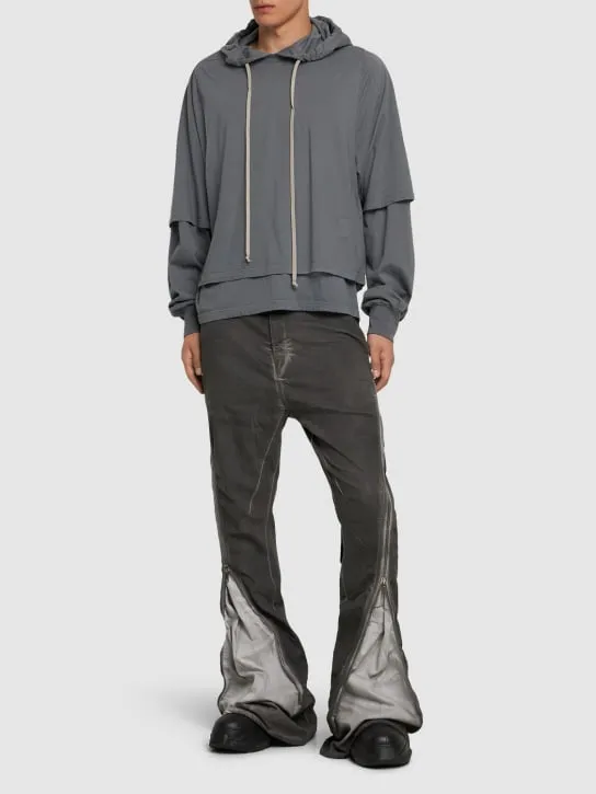 Rick Owens DRKSHDW   Hustler hooded cotton jersey t-shirt 