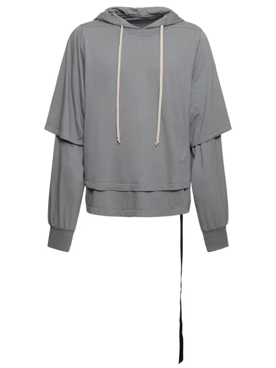 Rick Owens DRKSHDW   Hustler hooded cotton jersey t-shirt 