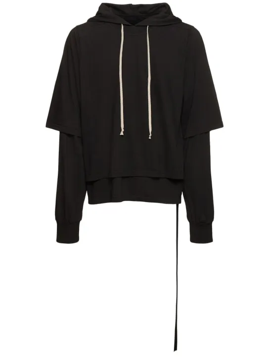 Rick Owens DRKSHDW   Hustler hooded cotton jersey t-shirt 