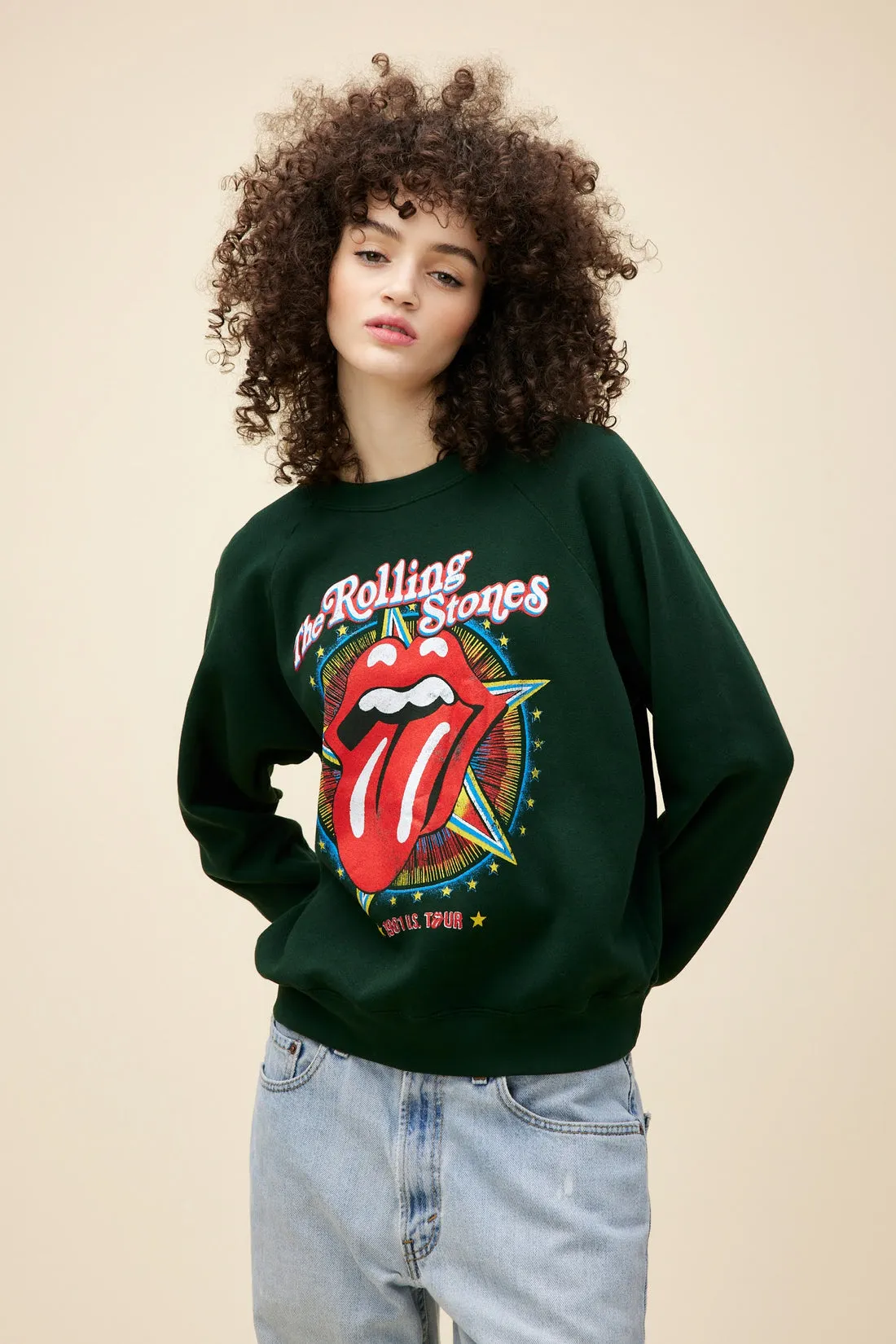 Rolling Stones US Tour 1981 Vintage Sweatshirt - vintage green