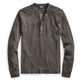 RRL by Ralph Lauren L/S Henley Knit Faded Black Canvas