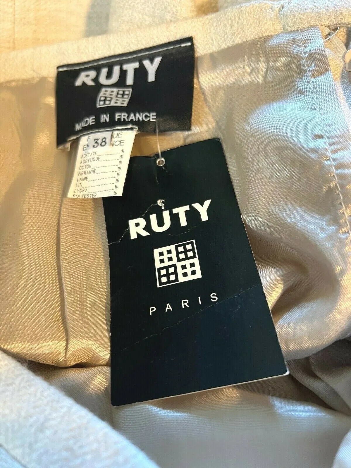 RUTY Paris Ivory Midi Pencil Skirt UK 10/12 US 6/8 EU 38/40