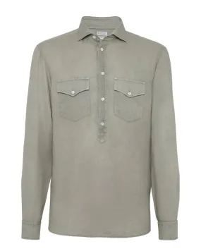 Sage Green Pullover Linen Sportshirt