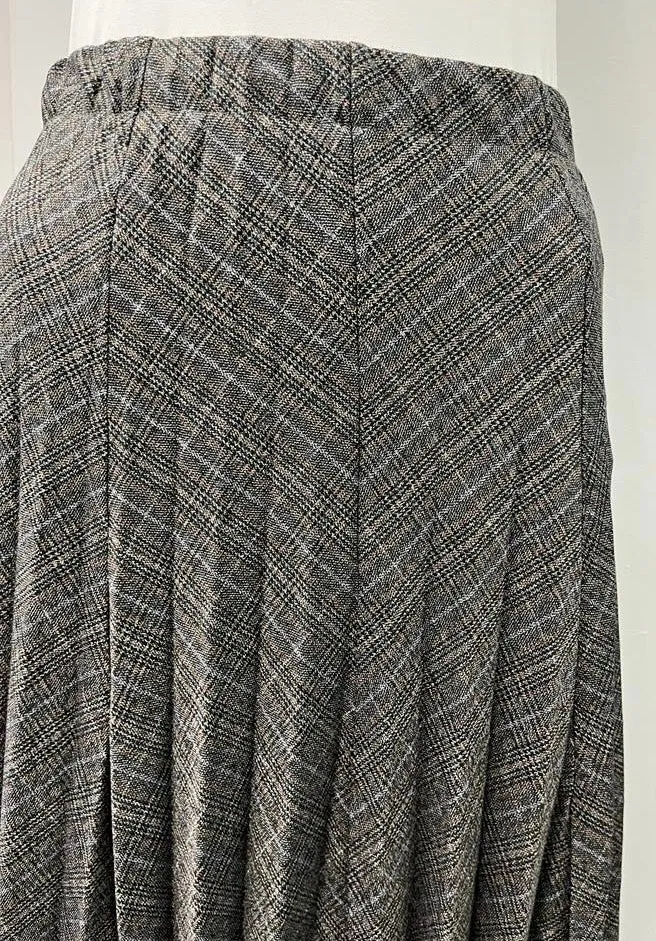 SAMS FASHION MESSY PLEATED SKIRT-LONG BROWN PLAID