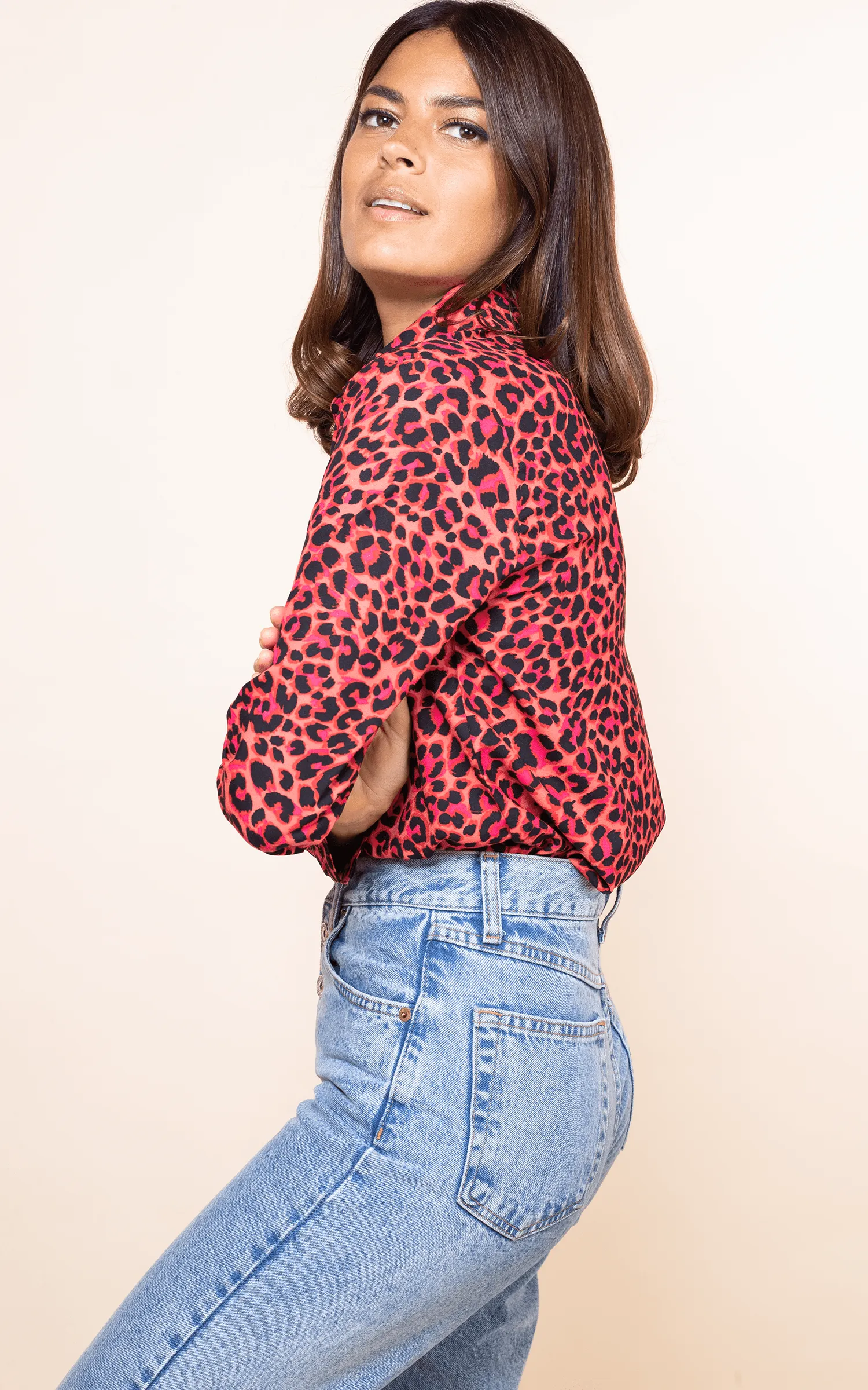 San Diego Shirt In Ruby Red Leopard