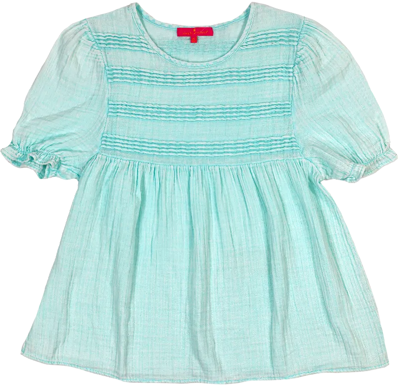 Seafoam Gauze Babydoll Blouse by Simply Southern