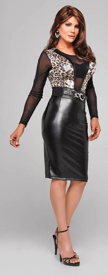 Sexy Pencil Skirt - Black Leather Look