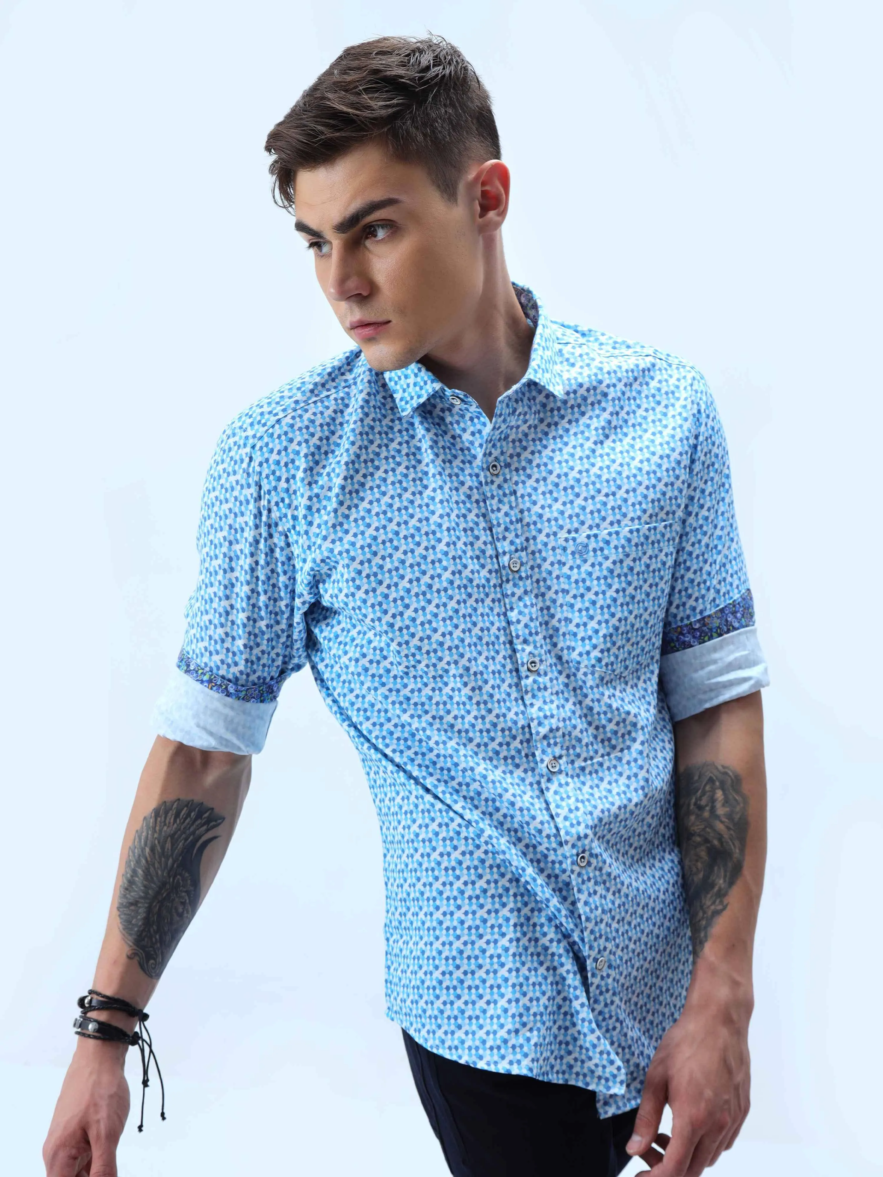 Shades of Blue Digital Printed Shirt