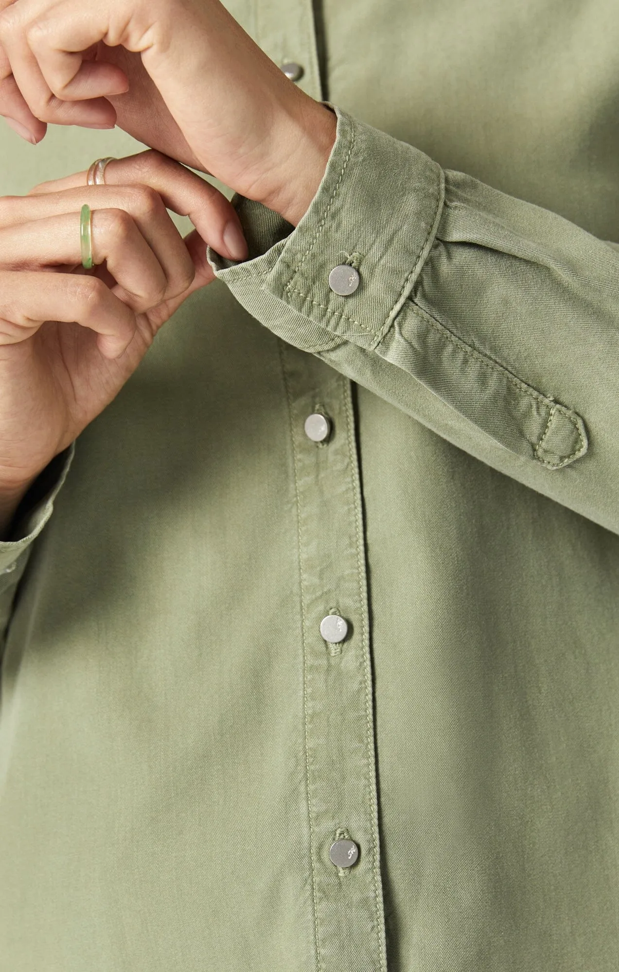 SHELBY SEMI-FITTED SHIRT IN OIL GREEN SUPERSOFT CHIC