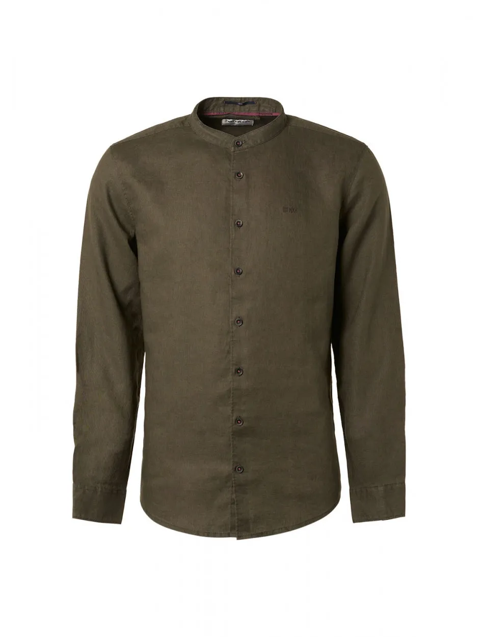 Shirt Granddad Linen Solid | Army