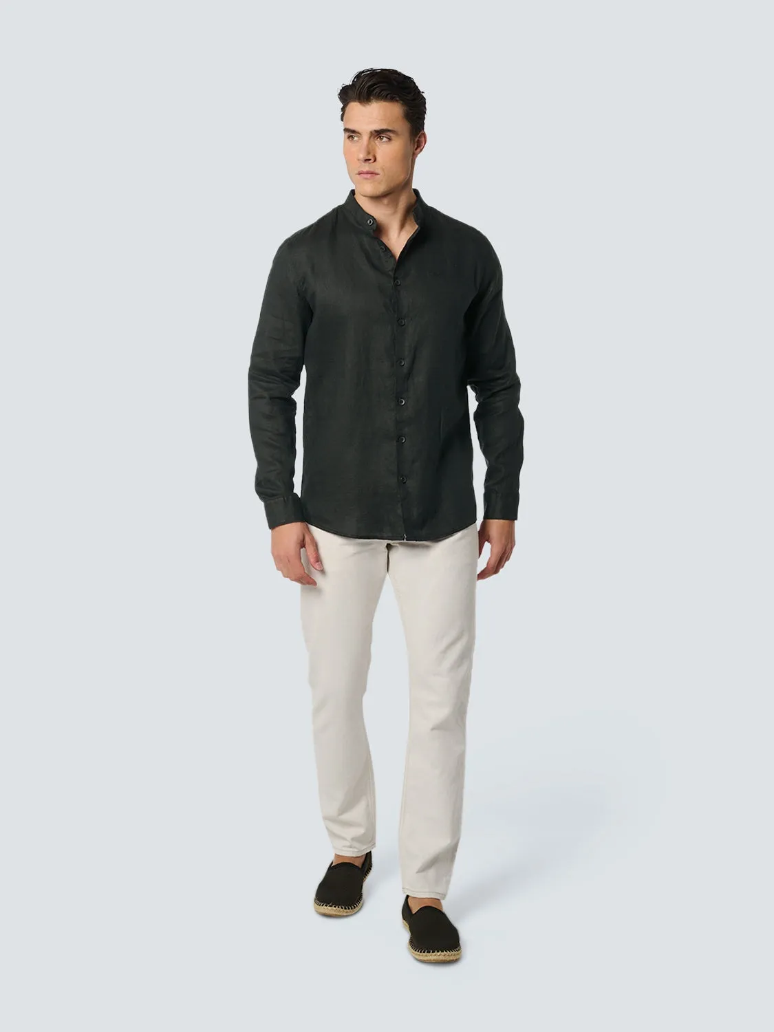 Shirt Granddad Linen Solid | Black