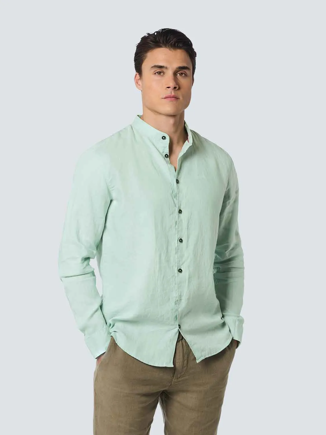 Shirt Granddad Linen Solid | Mint