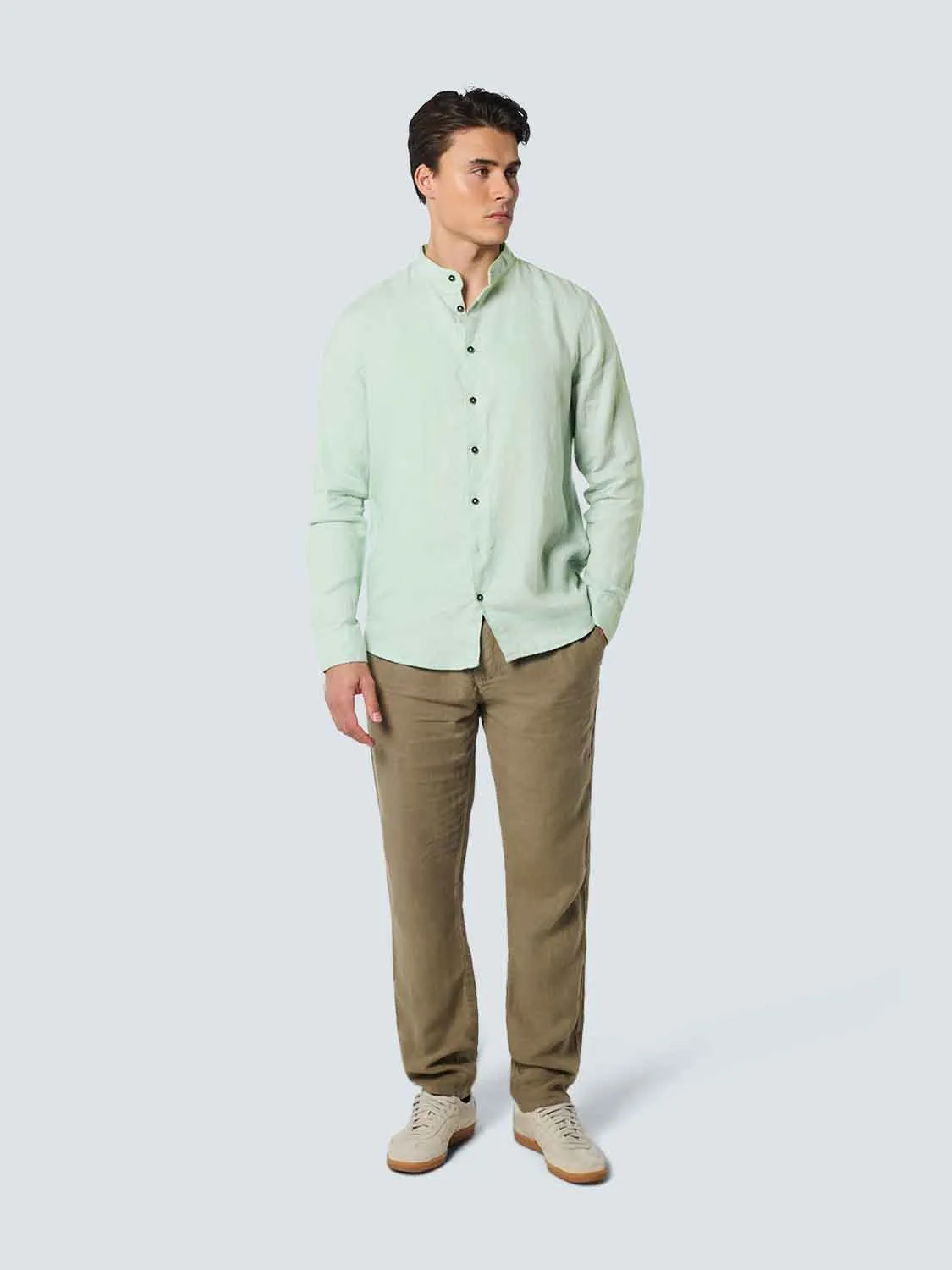 Shirt Granddad Linen Solid | Mint