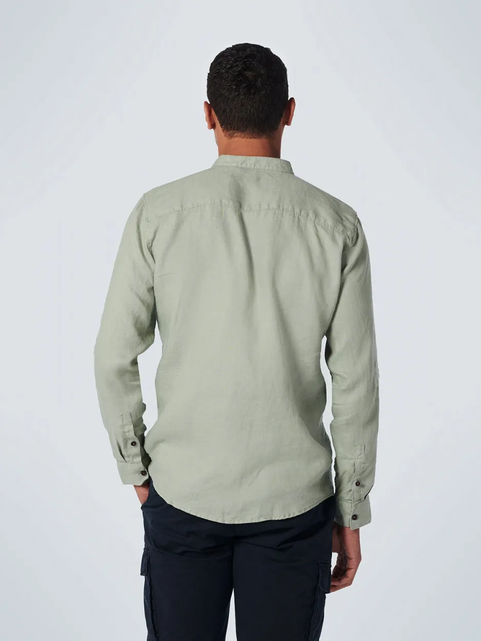 Shirt Granddad Linen Solid | Smoke Green