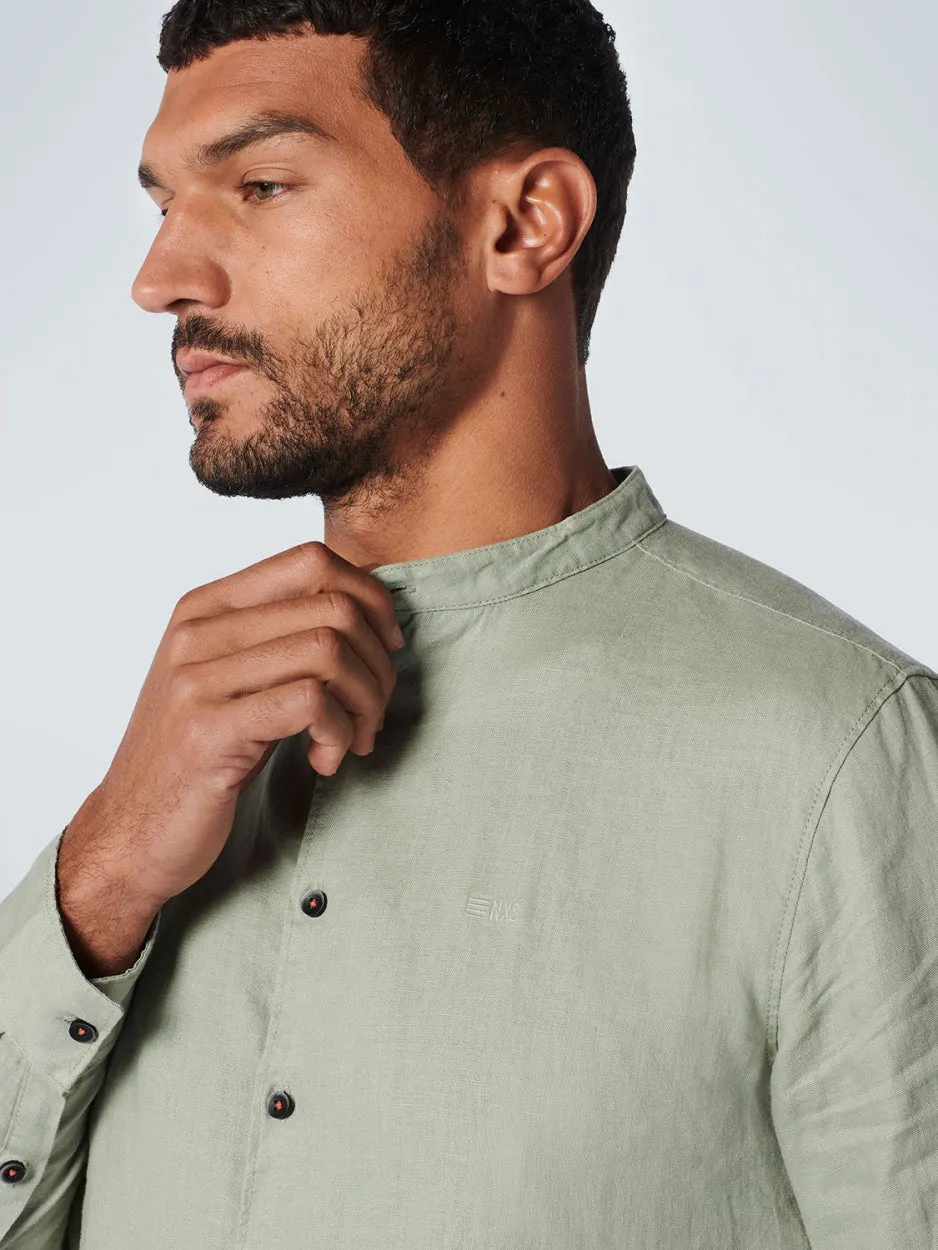 Shirt Granddad Linen Solid | Smoke Green