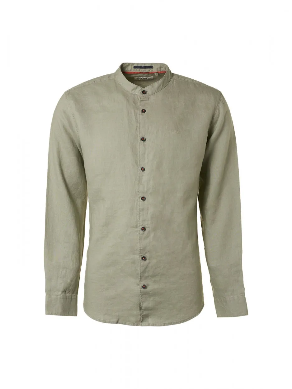 Shirt Granddad Linen Solid | Smoke Green