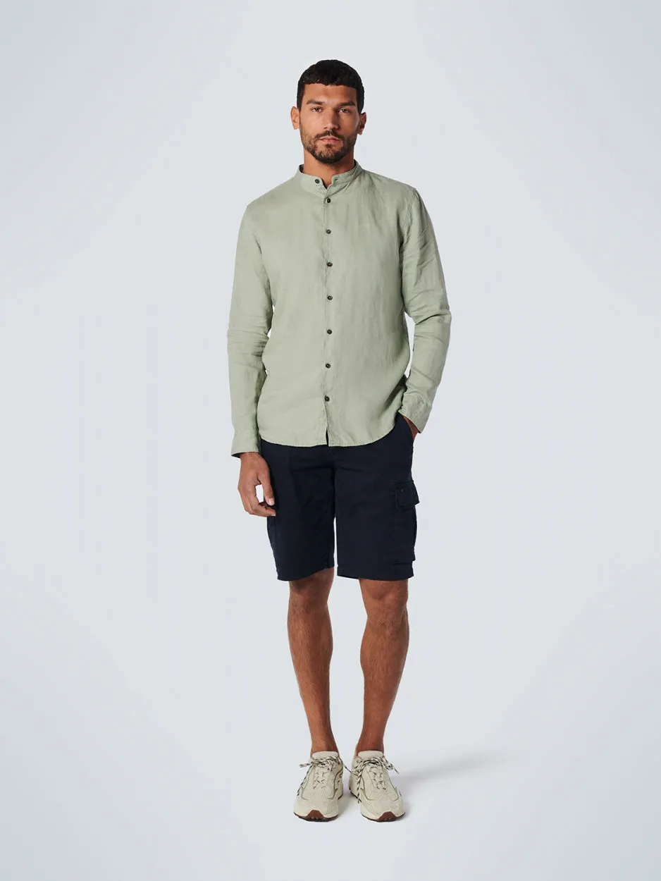 Shirt Granddad Linen Solid | Smoke Green