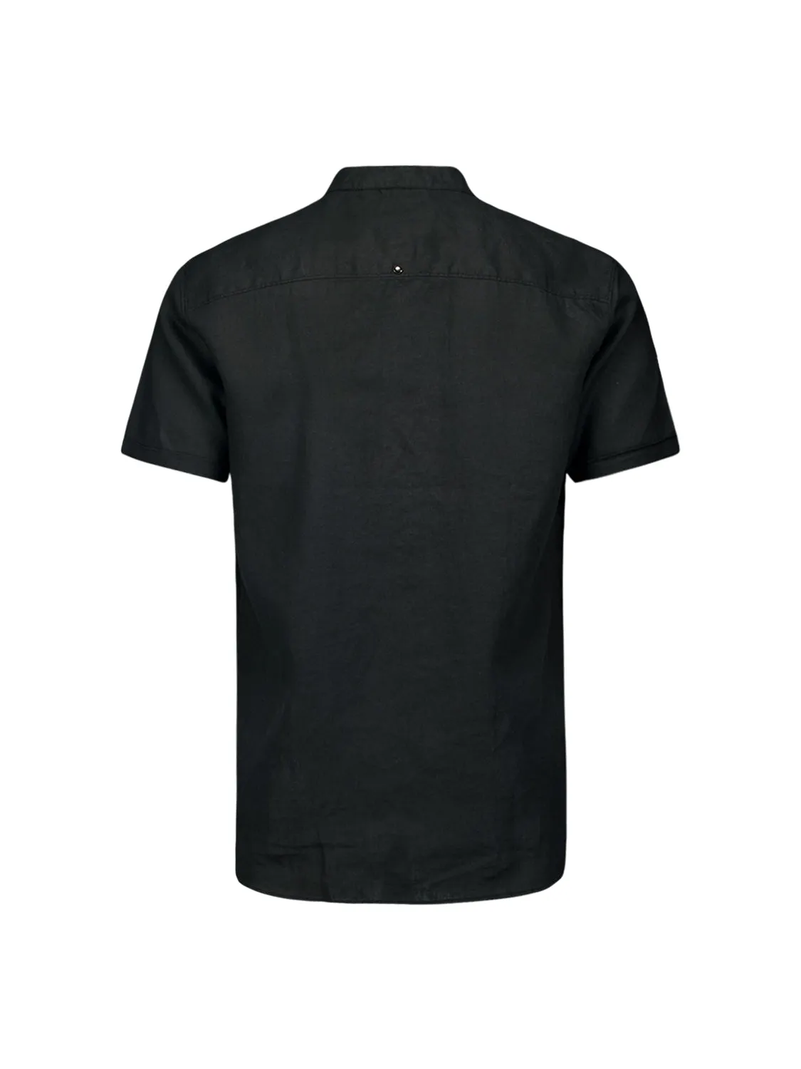 Shirt Short Sleeve Granddad Linen Solid | Black