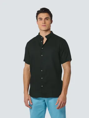 Shirt Short Sleeve Granddad Linen Solid | Black