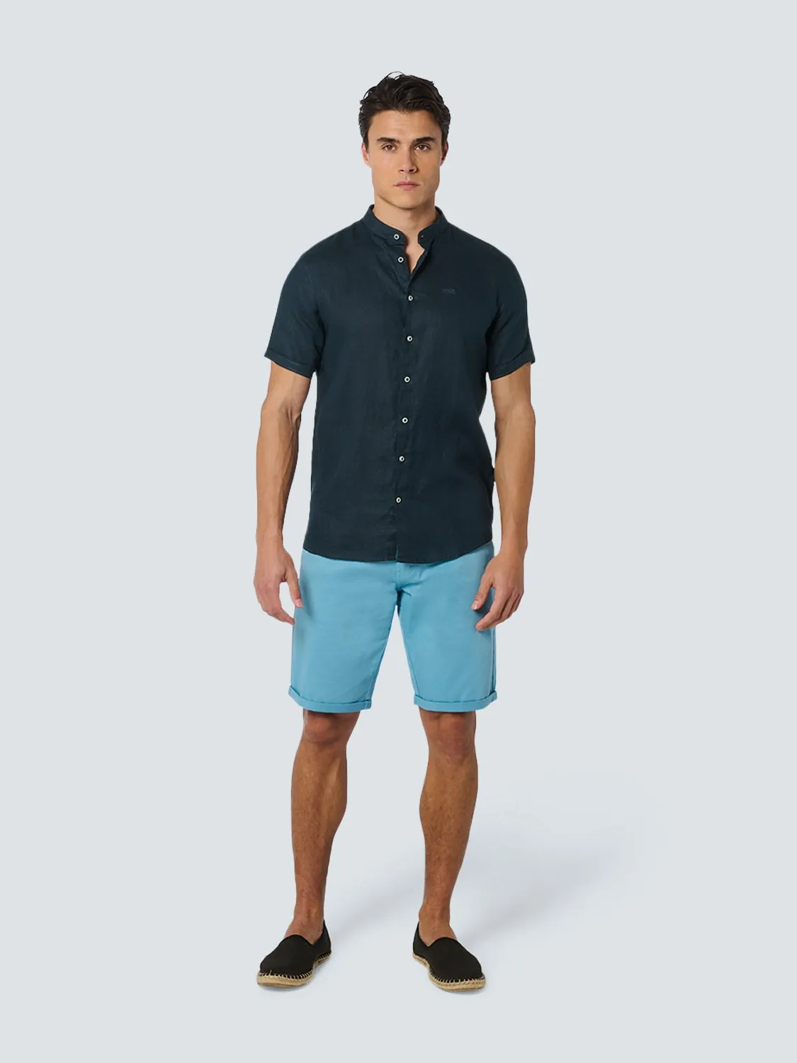 Shirt Short Sleeve Granddad Linen Solid | Night