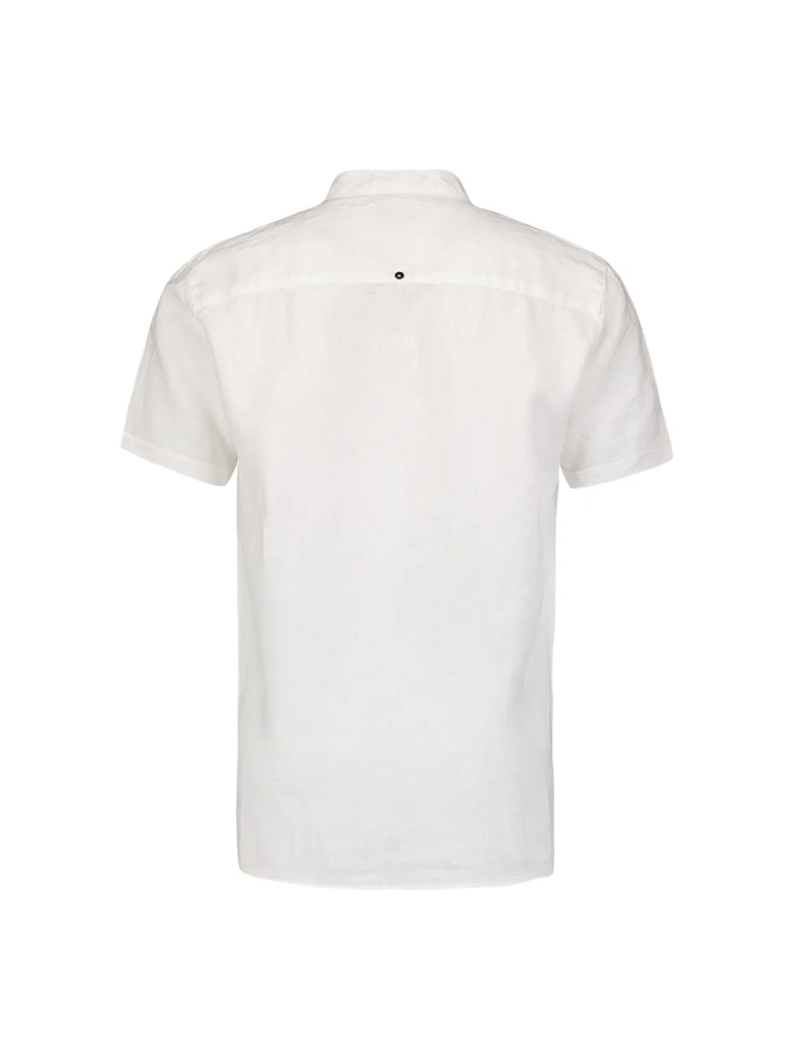 Shirt Short Sleeve Granddad Linen Solid | White