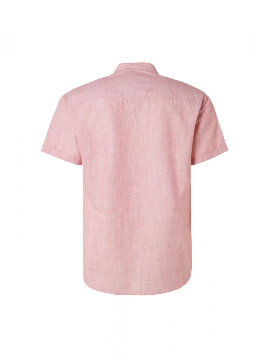 Shirt Short Sleeve Granddad Melange With Linen | Old Pink