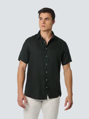 Shirt Short Sleeve Linen Solid | Black