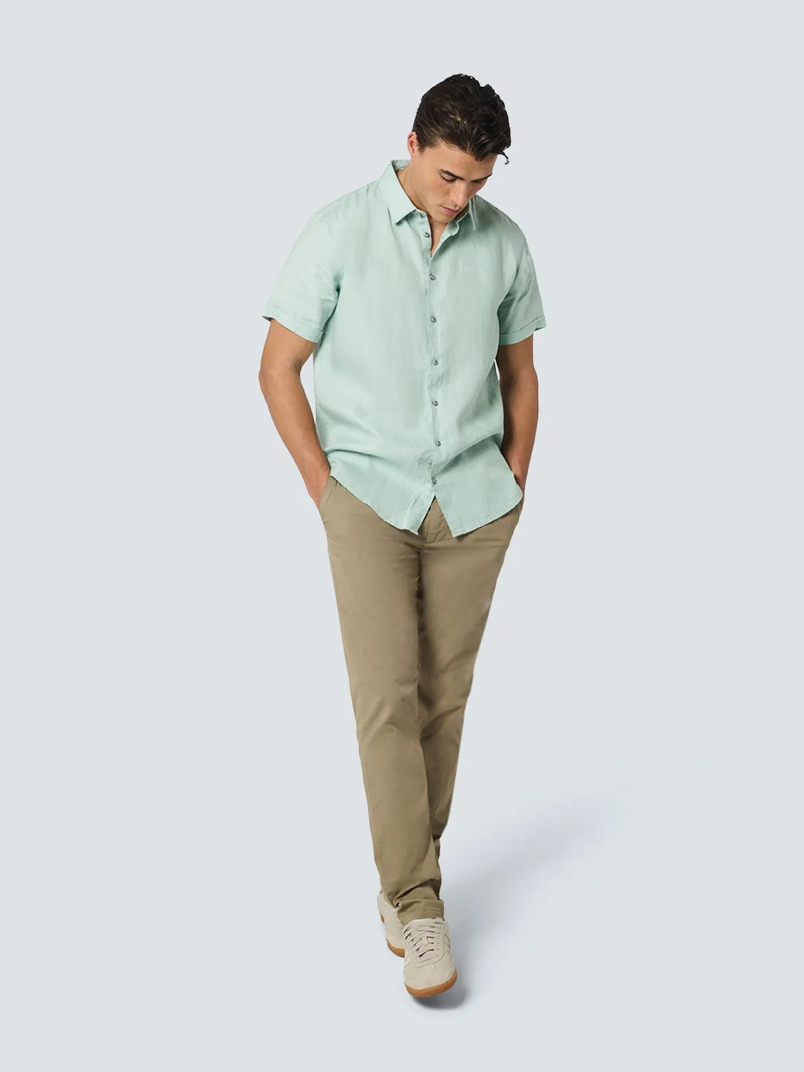 Shirt Short Sleeve Linen Solid | Mint