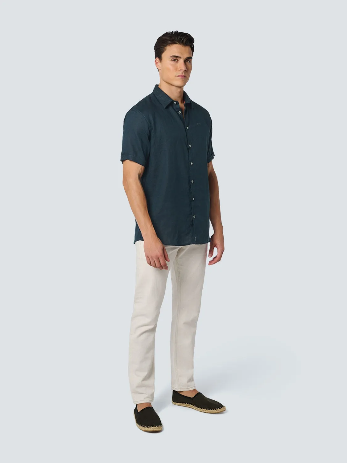 Shirt Short Sleeve Linen Solid | Night