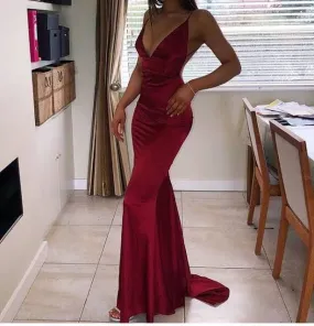 Simple Mermaid with Spaghetti Straps Evening Dress Prom Dress       fg5050