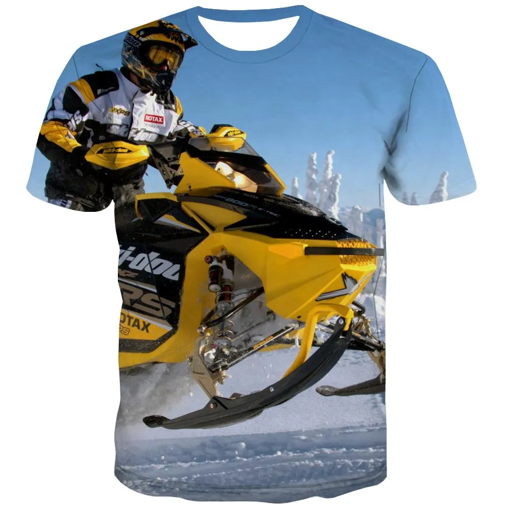 Ski T-shirt Men White T-shirts Graphic Movement Shirt Print Snowfield Tshirts Cool