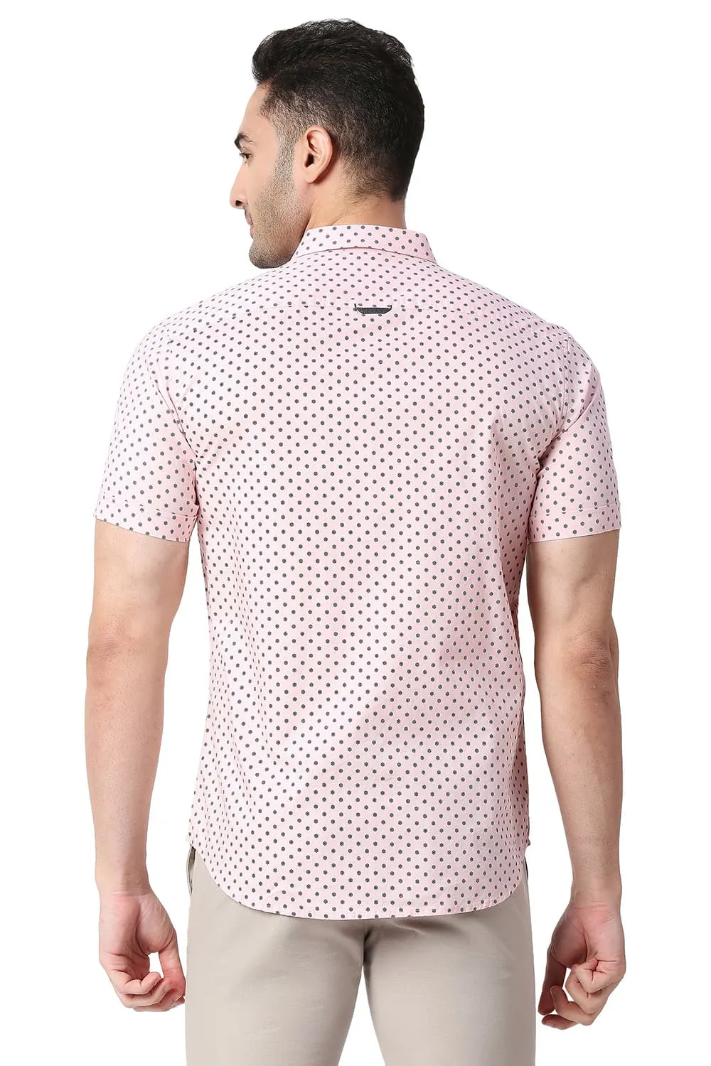 Slim Fit Cotton Printed Halfsleeves Shirt