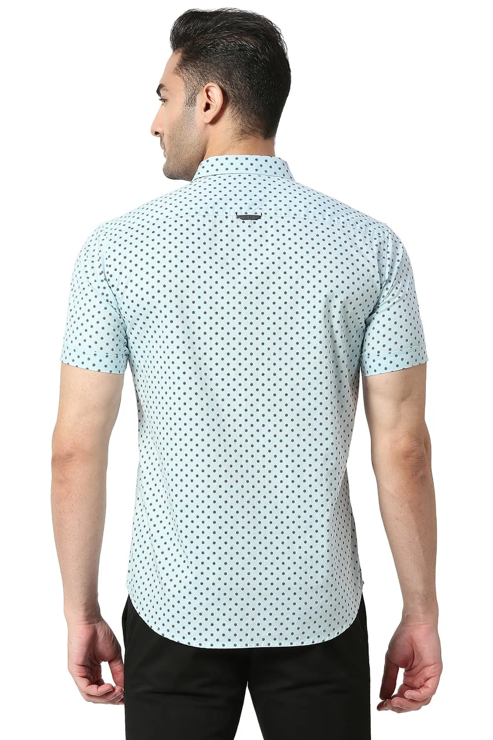 Slim Fit Cotton Printed Halfsleeves Shirt