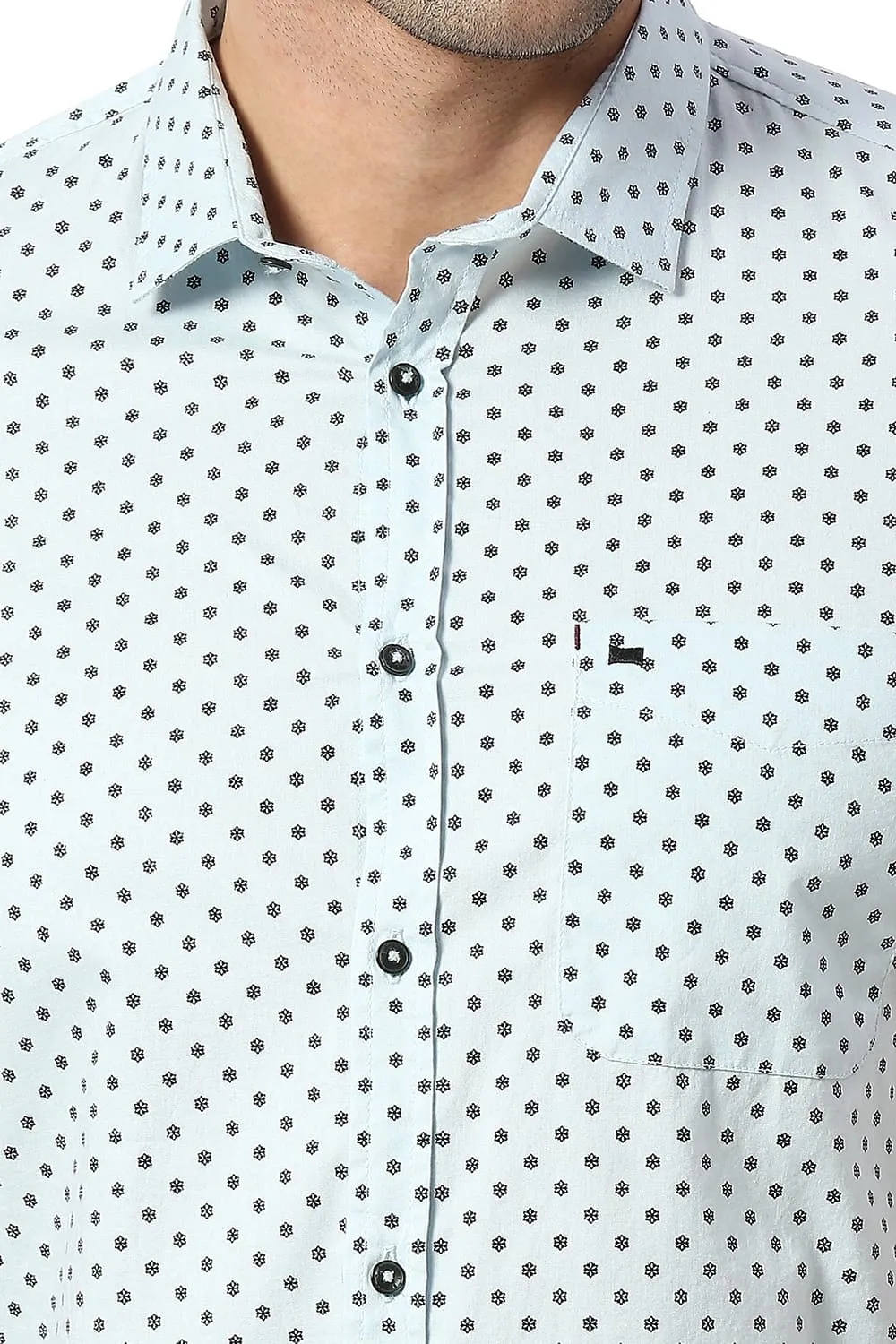 Slim Fit Cotton Printed Halfsleeves Shirt