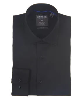 Solid Black Slim Fit Cotton Shirt