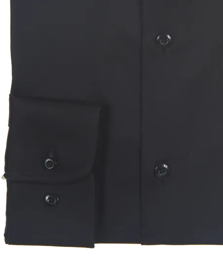 Solid Black Slim Fit Cotton Shirt