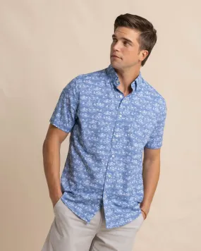 Southern Tide Men's Brrr Intercoastal Sunset Beach SS Sportshirt / Coronet Blue