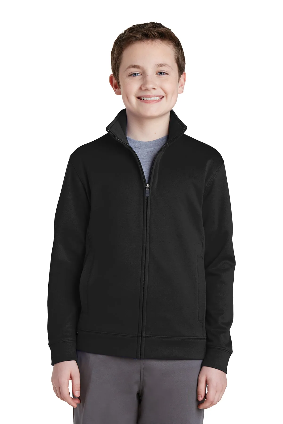 Sport-Tek Women's and Youth Performance Full Zip (NO hood) Warm-Up Jacket in Black - HRYMCA