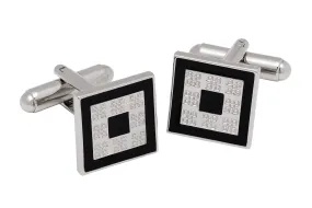 Stannard Black & Silver Rhodium Plated Cufflinks