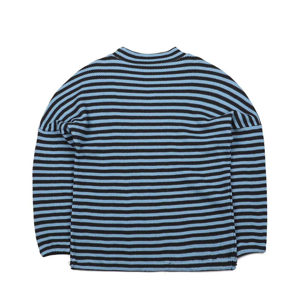 STRIPE HIGH NECK PULLOVER BLUE