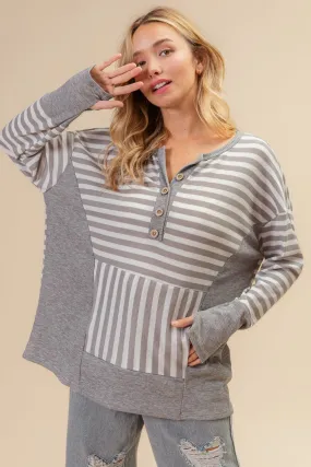 Striped Thumbhole Long Sleeve Top