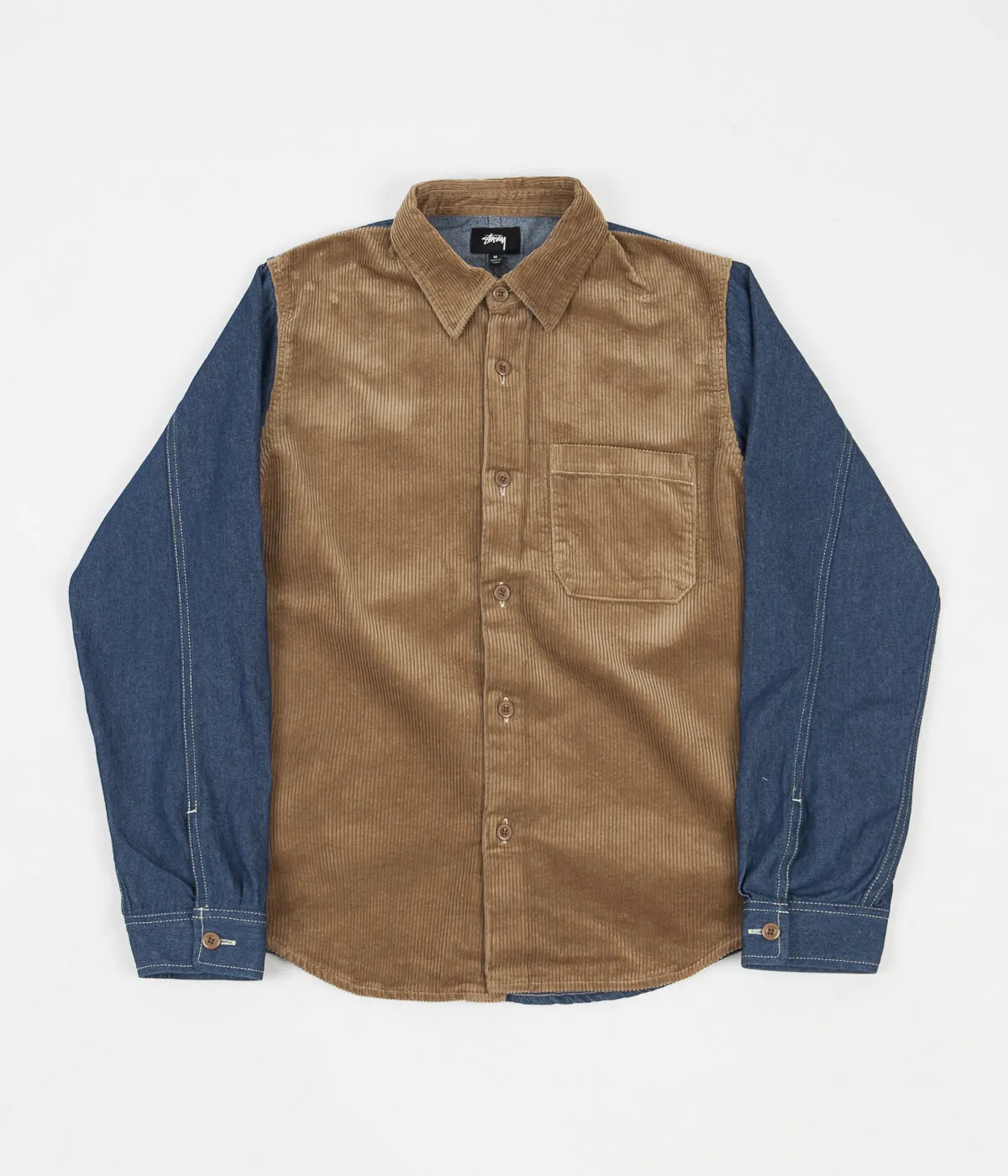 Stussy Cord Denim Mix Shirt - Khaki