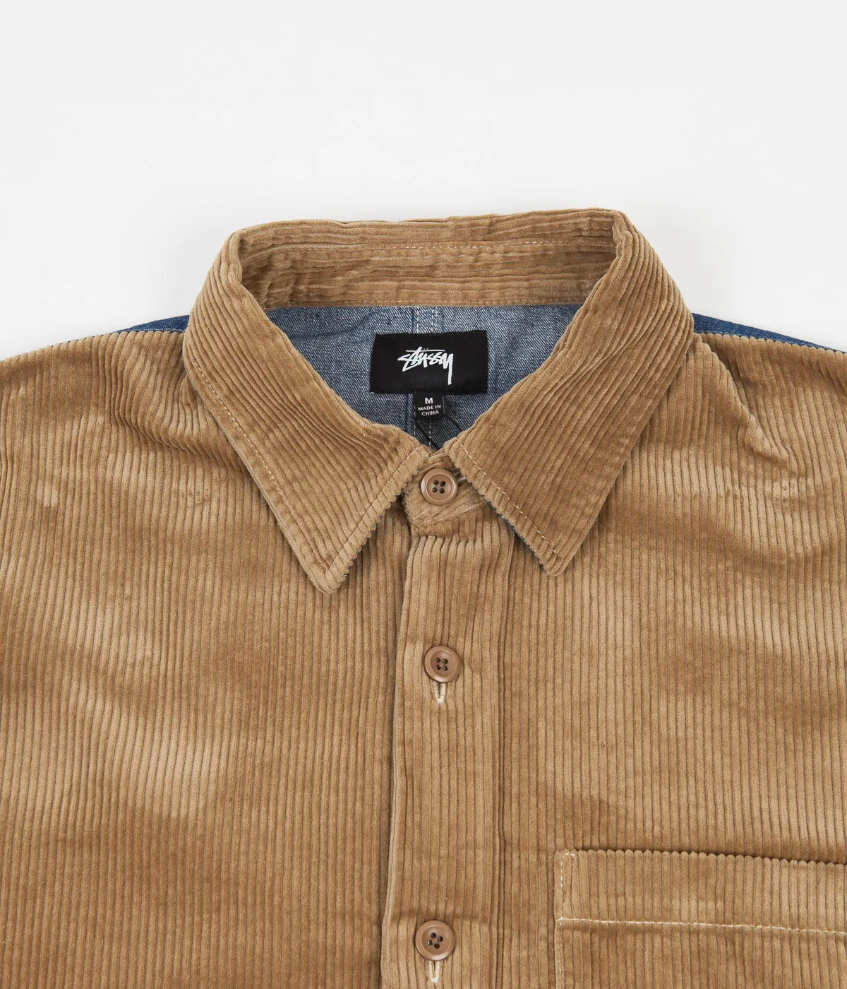 Stussy Cord Denim Mix Shirt - Khaki