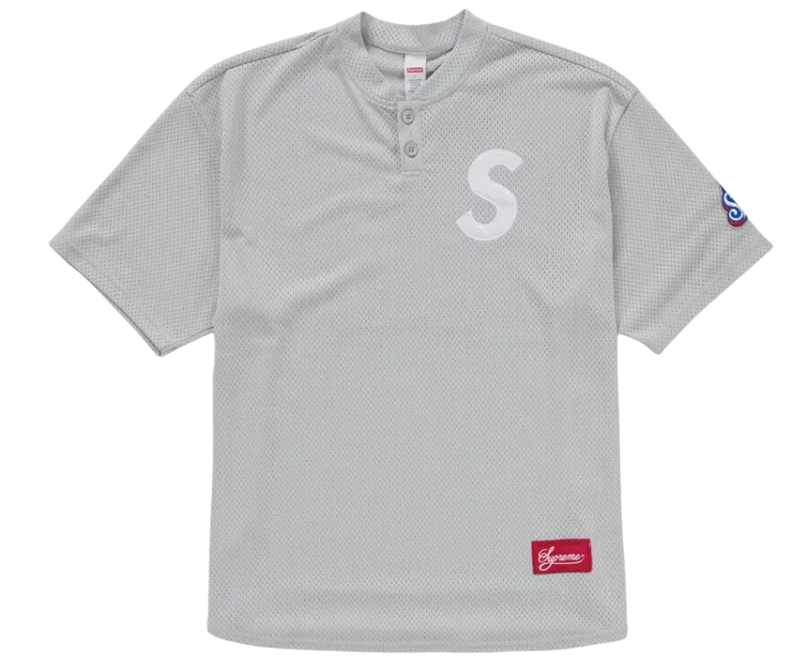 Supreme S Logo Baseball Henley Grey