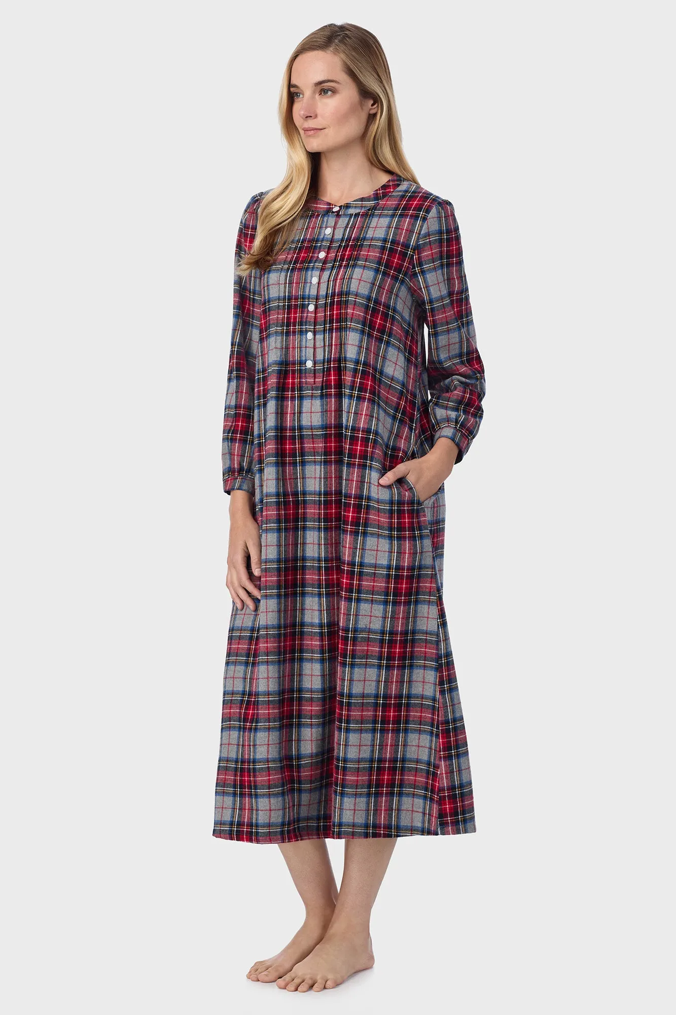 Sweet & Simple Grey Plaid Flannel Gown