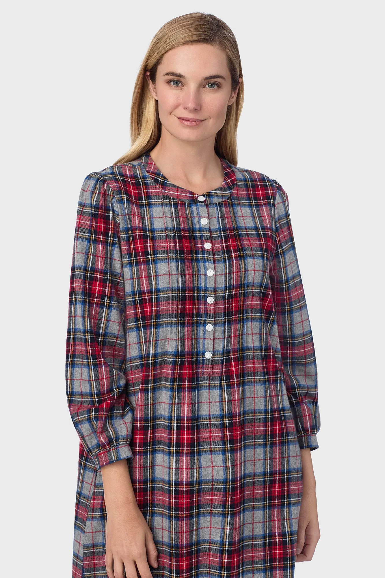 Sweet & Simple Grey Plaid Flannel Gown