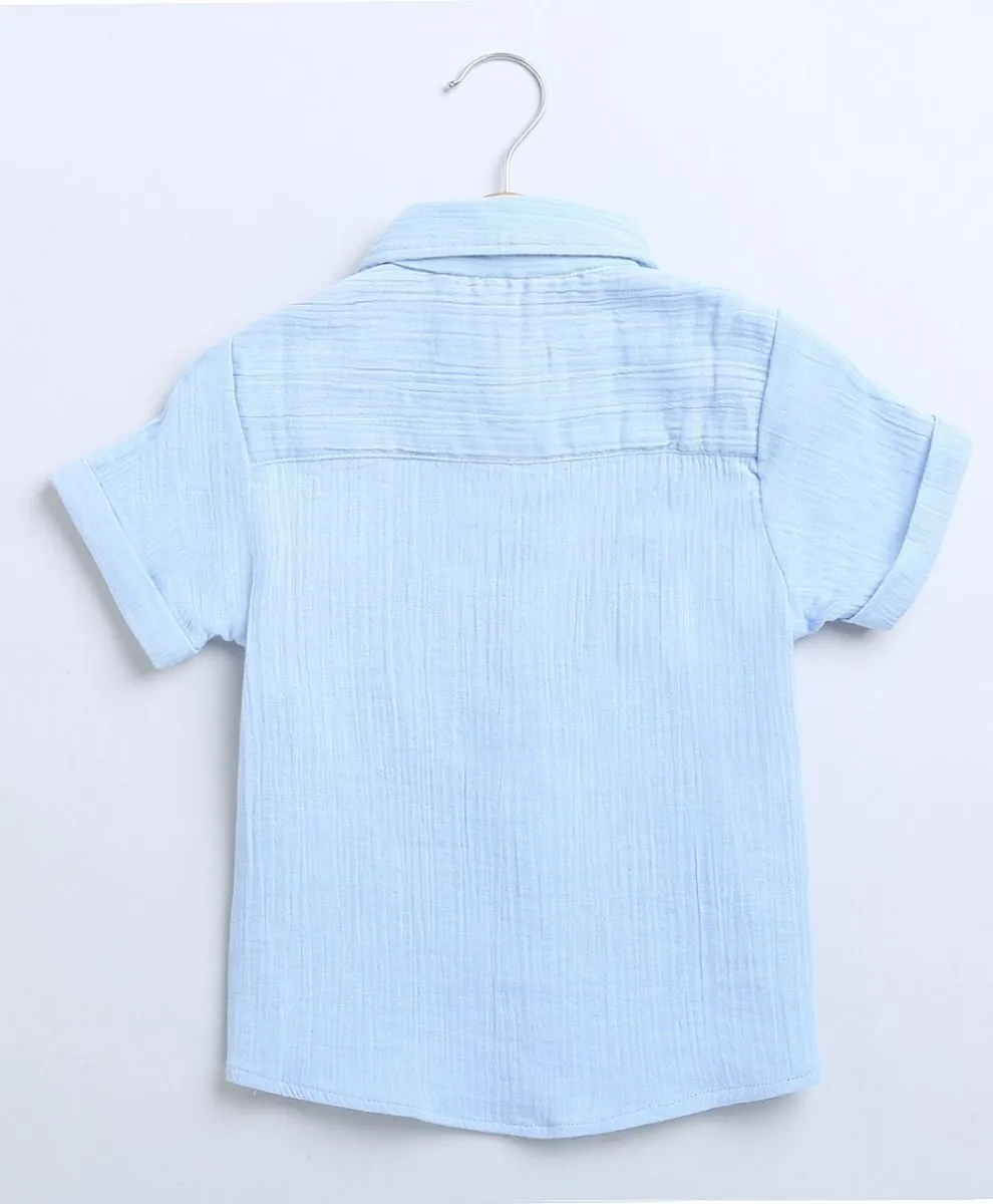 Sweetlime By AS Sky Blue Short Sleeves Cotton Shirt with a Koala Logo.